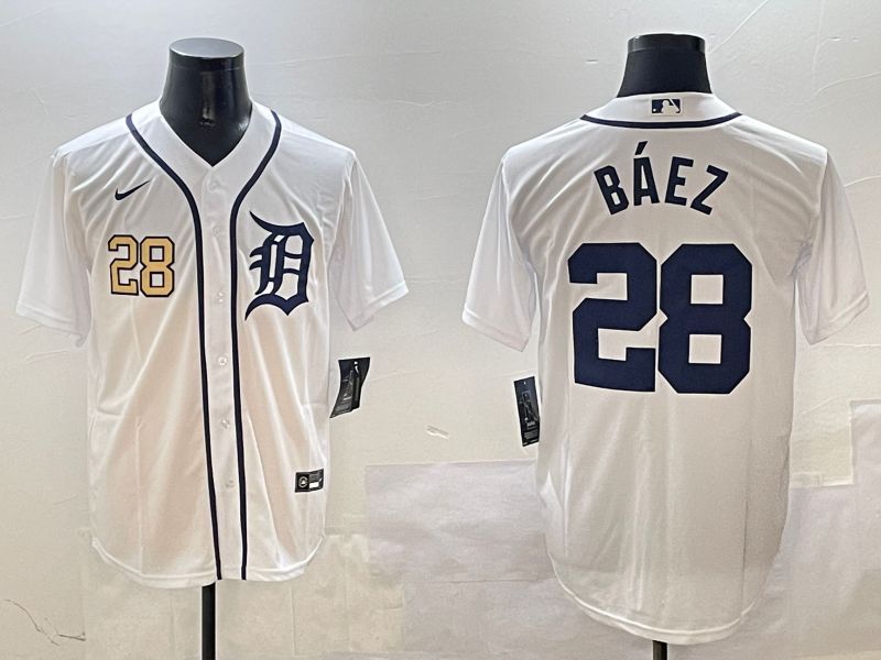 Men Detroit Tigers #28 Baez White Game 2025 Nike MLB Jersey style 3->detroit tigers->MLB Jersey